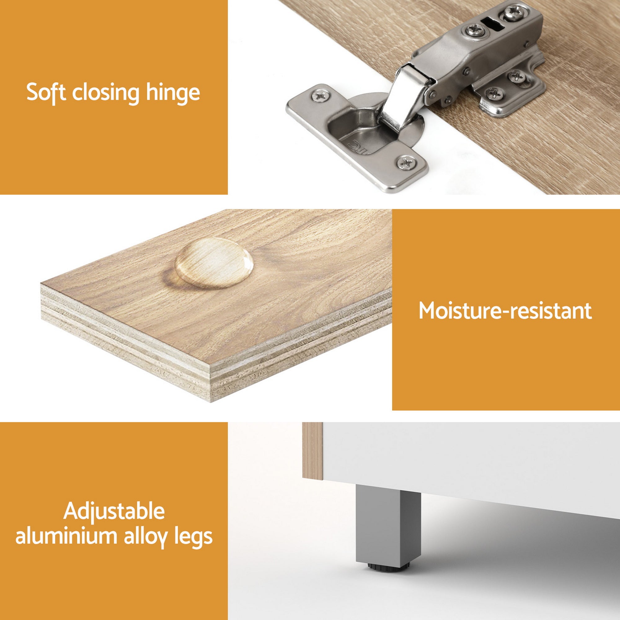 Vanity Unit 835mm Freestanding Basin Bathroom Cabinet with Side Storage - White Pine