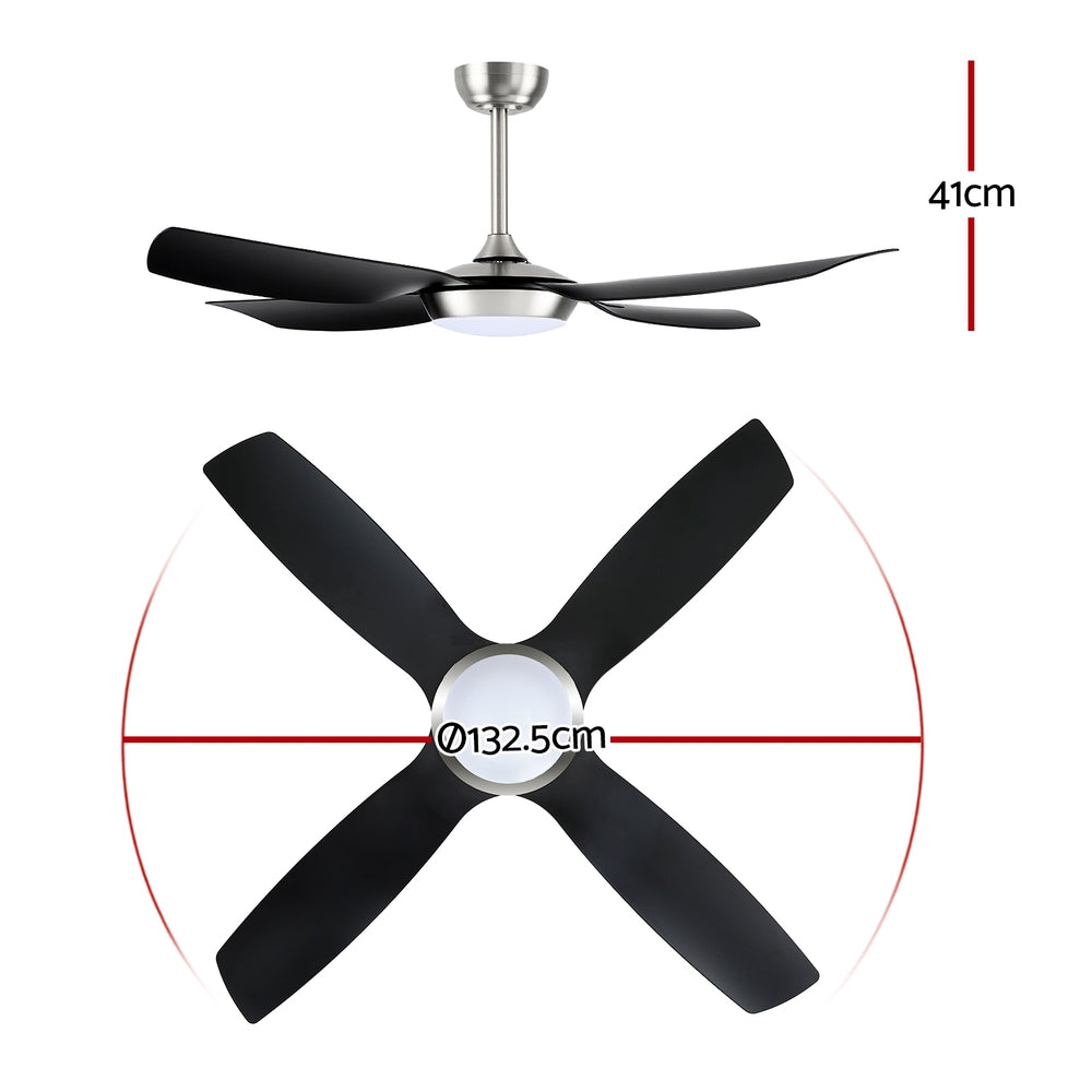 52'' Ceiling Fan DC Motor w/Light w/Remote Black