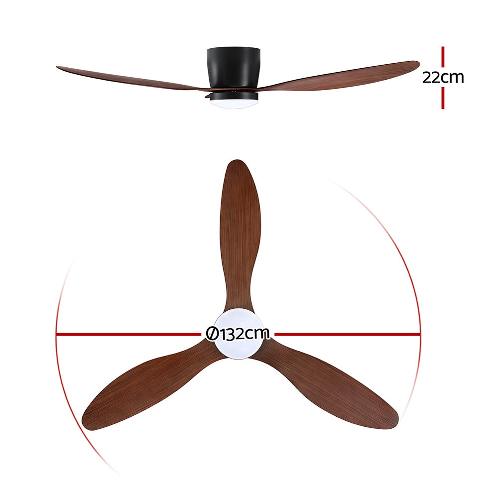52'' Ceiling Fan DC Motor w/Light w/Remote - Dark Wood