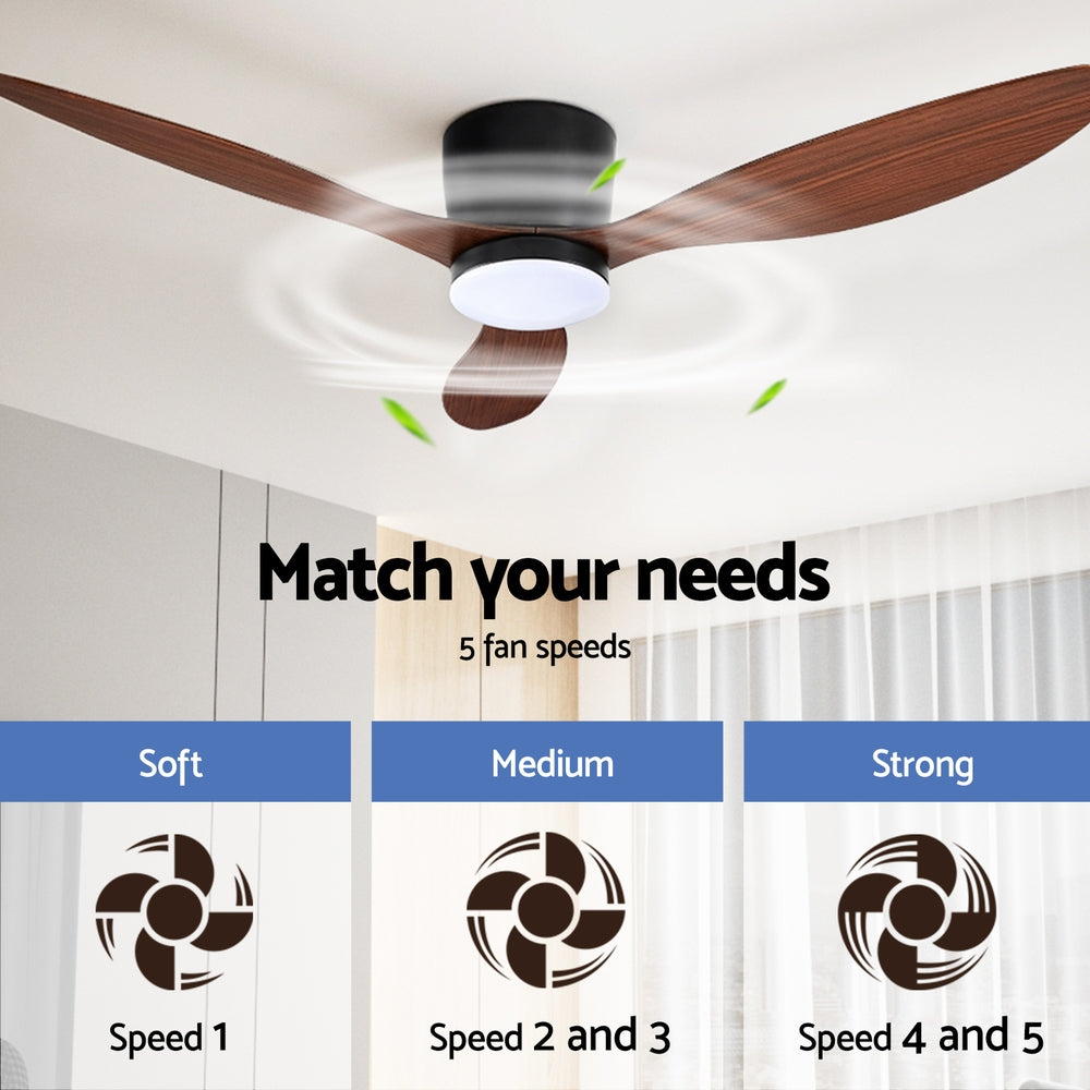 52'' Ceiling Fan DC Motor w/Light w/Remote - Dark Wood