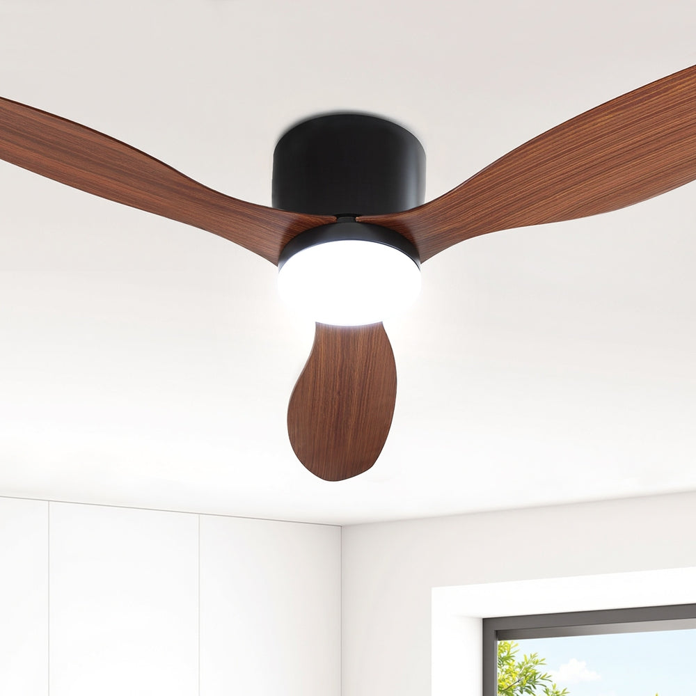 52'' Ceiling Fan DC Motor w/Light w/Remote - Dark Wood