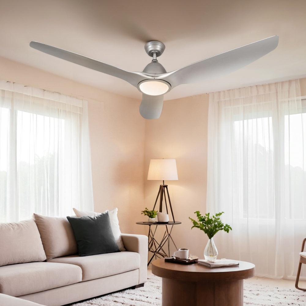 64 Inch Ceiling Fan DC Motor w/Light w/Remote - Silver
