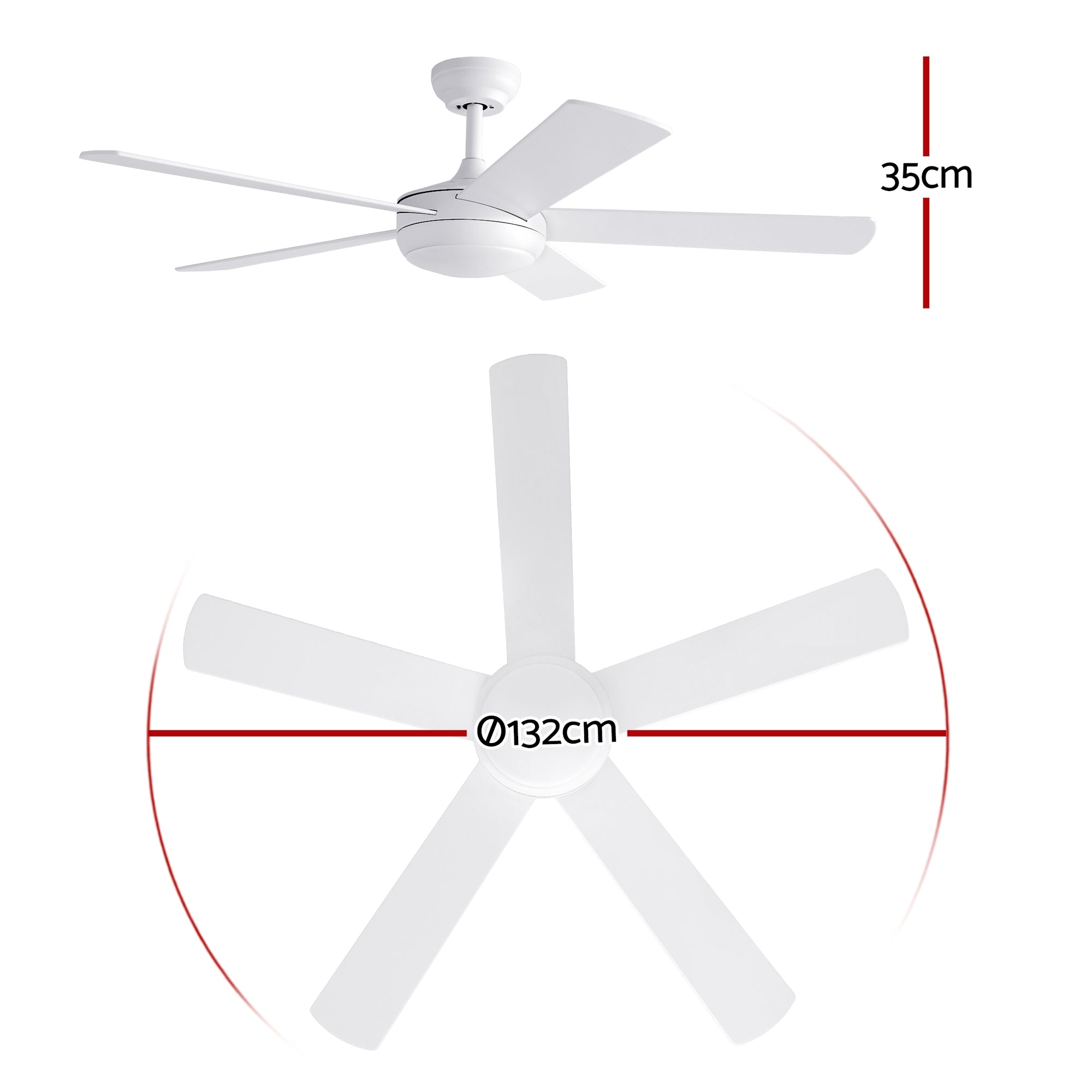 52" Ceiling Fan 5-Blade DC Motor with Light and Remote - White