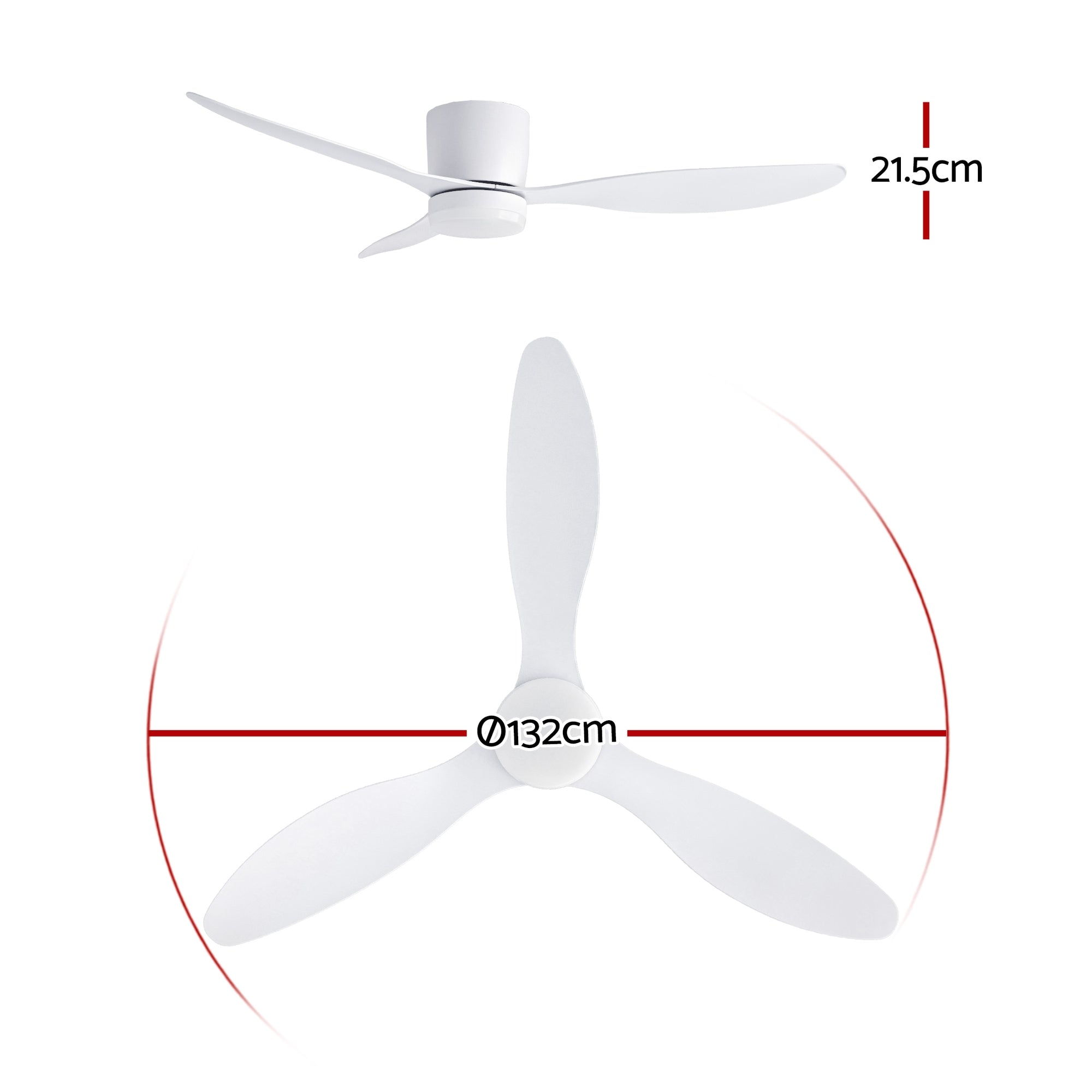 52" 3-Blade Ceiling Fan with DC Motor, Light & Remote Control - White