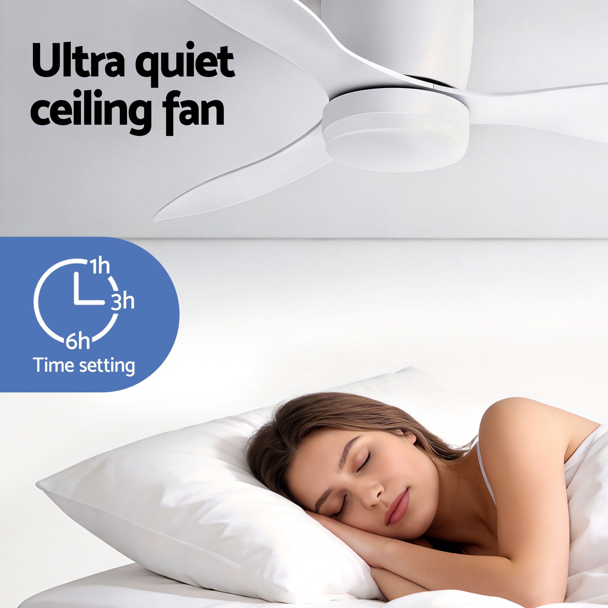 52" 3-Blade Ceiling Fan with DC Motor, Light & Remote Control - White