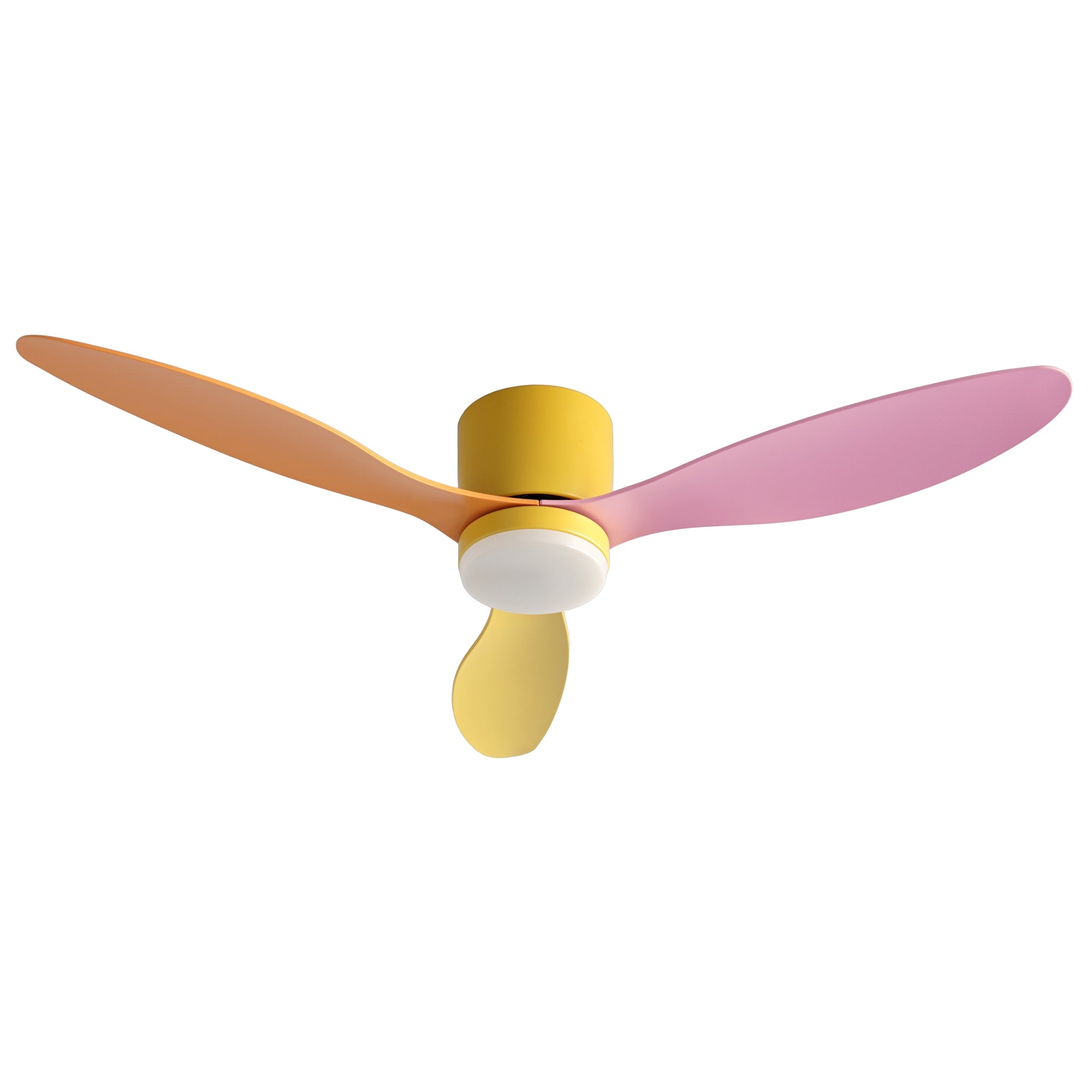 52" Ceiling Fan 3-Blade DC Motor with Light and Remote - Yellow Pink Orange