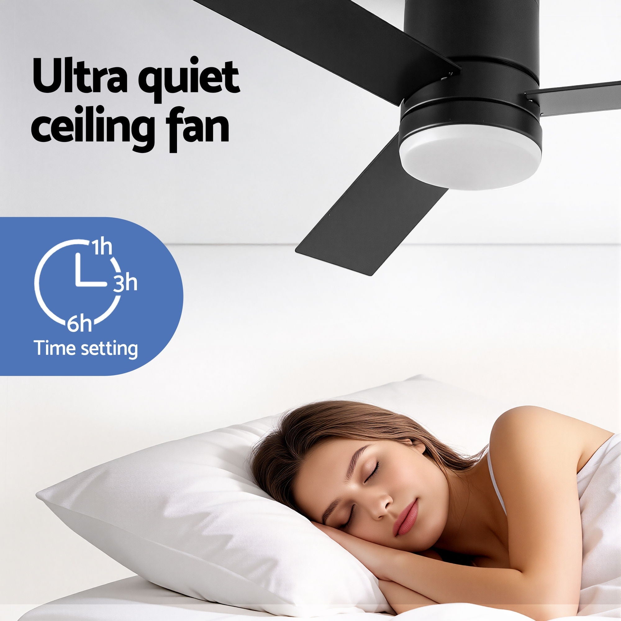 52'' Ceiling Fan 3-Blade Double-Sided DC Motor with Light and Remote - Light Wood & Black