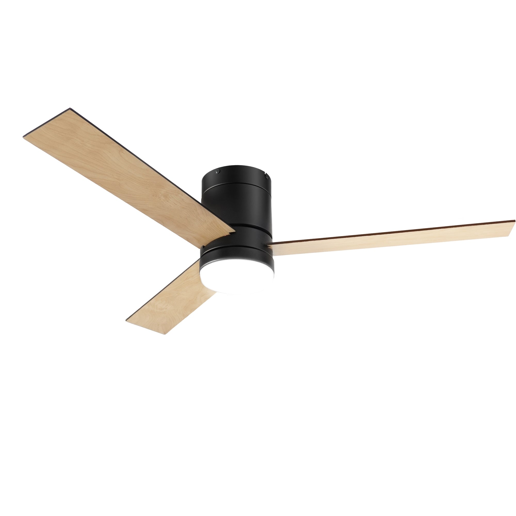 52'' Ceiling Fan 3-Blade Double-Sided DC Motor with Light and Remote - Light Wood & Black