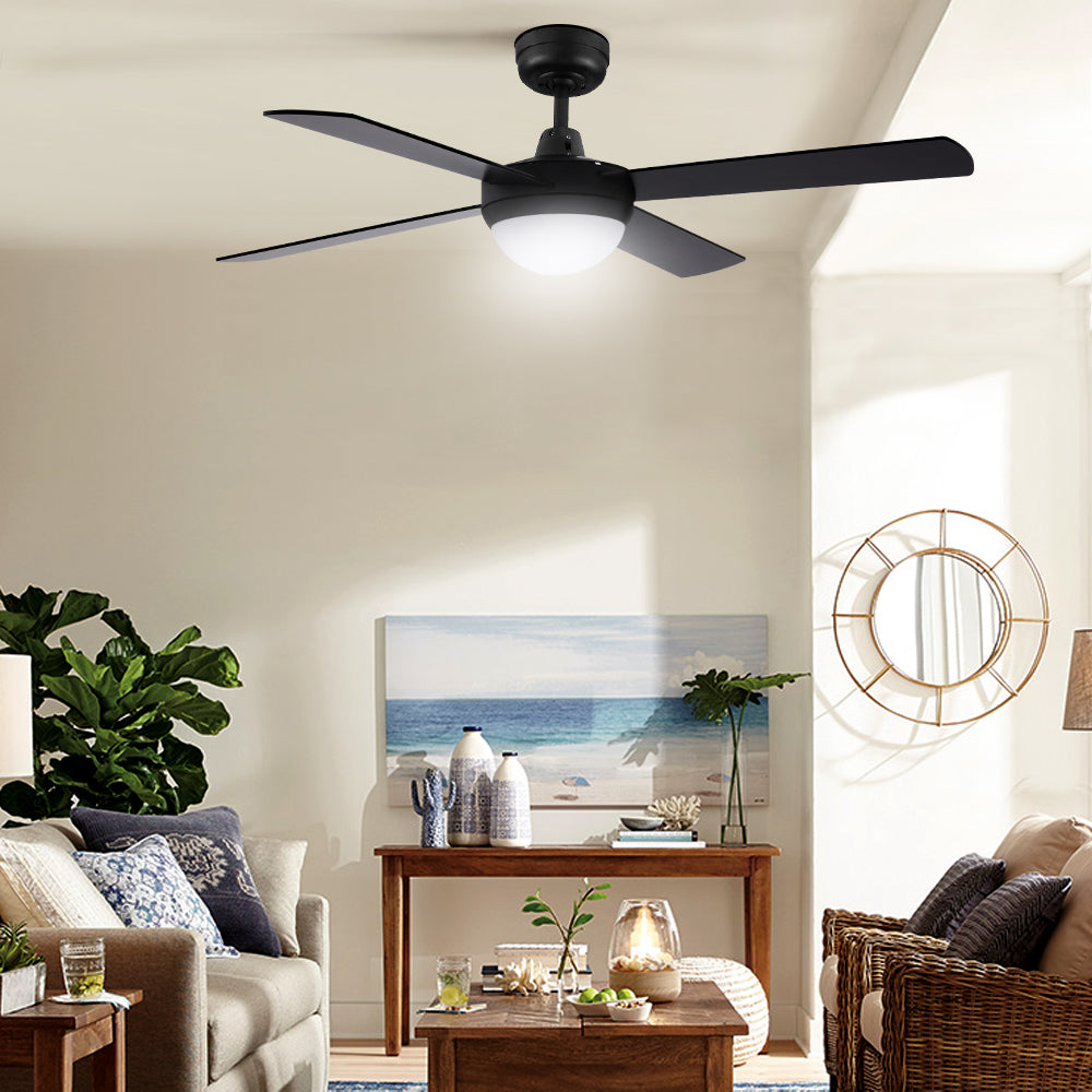 52'' Ceiling Fan DC Motor w/Light w/Remote - Black