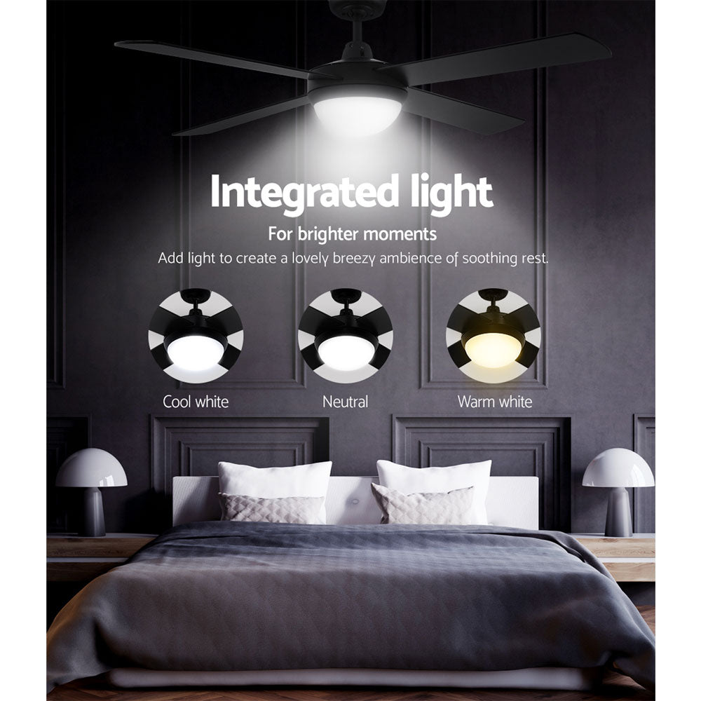 52'' Ceiling Fan DC Motor w/Light w/Remote - Black