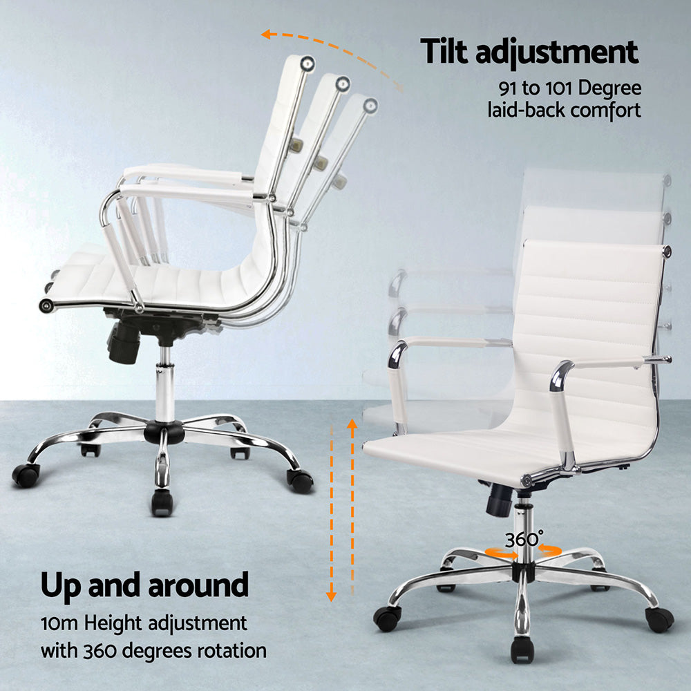Computer Desk Office Chair Set PU Leather Wall Mount Foldable Table White