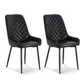 2x Dining Chairs Retro PU Leather Kitchen Lounge Cafe Accent Chair Black