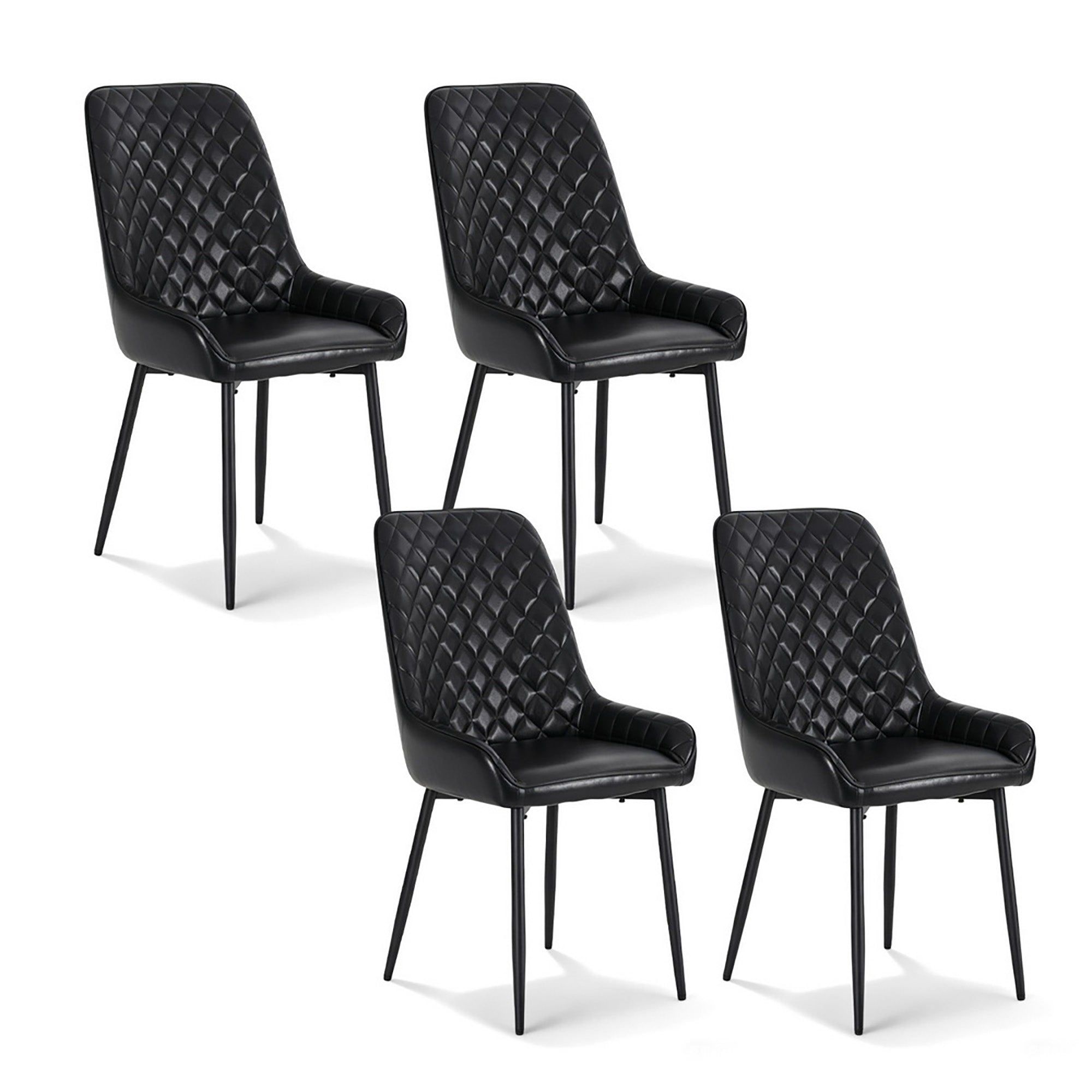 4x Dining Chairs Retro PU Leather Kitchen Lounge Cafe Accent Chair Black