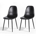 2x Dining Chairs Retro PU Leather Kitchen Lounge Cafe Accent Chair Black