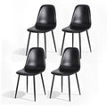 4x Dining Chairs Retro PU Leather Kitchen Lounge Cafe Accent Chair Black