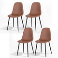 4x Dining Chairs Retro PU Leather Kitchen Lounge Cafe Accent Chair Brown