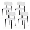 Dining Chairs Set of 4 Sherpa Boucle White