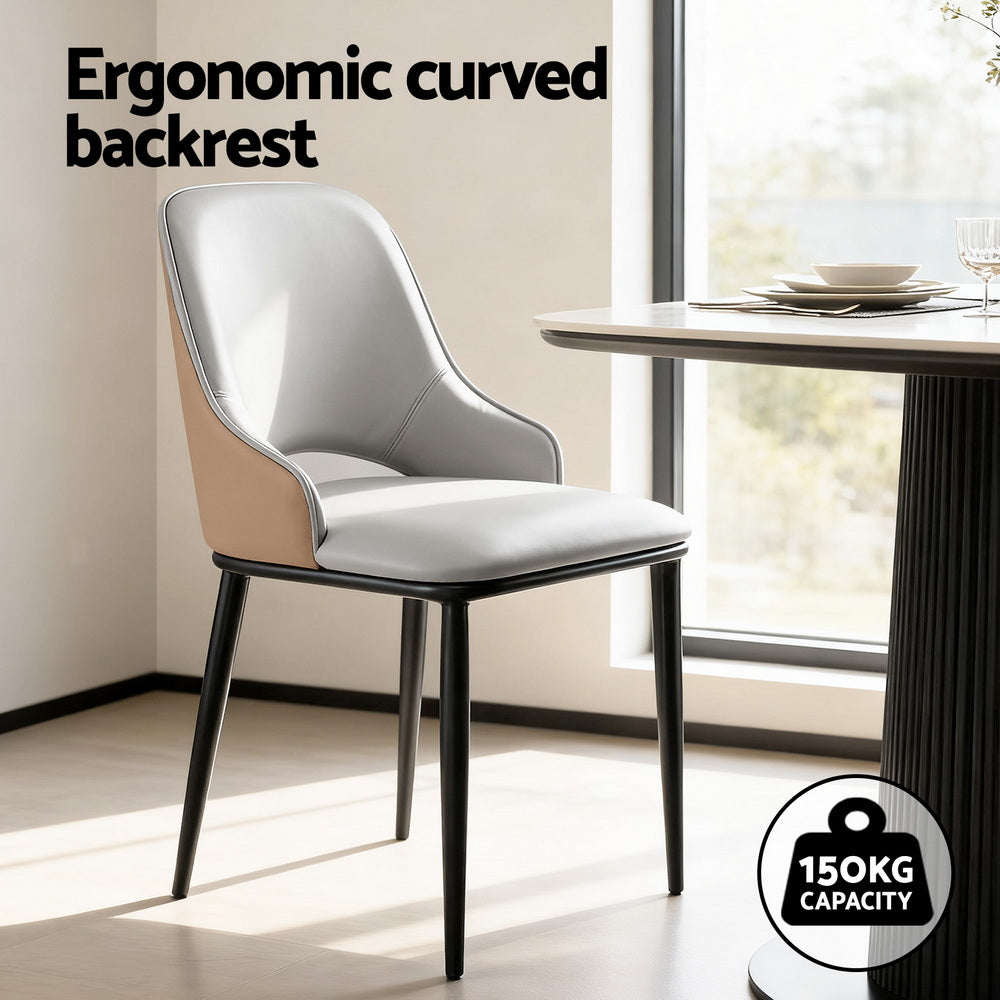 1x Dining Chair Hollow PU Leather Kitchen Lounge Cafe Accent Chairs Grey