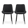 2x Dining Chairs Retro PU Leather Kitchen Lounge Cafe Accent Chair Black