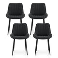 4x Dining Chairs Retro PU Leather Kitchen Lounge Cafe Accent Chair Black