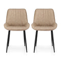 2x Dining Chairs Retro PU Leather Kitchen Lounge Cafe Accent Chair Khaki