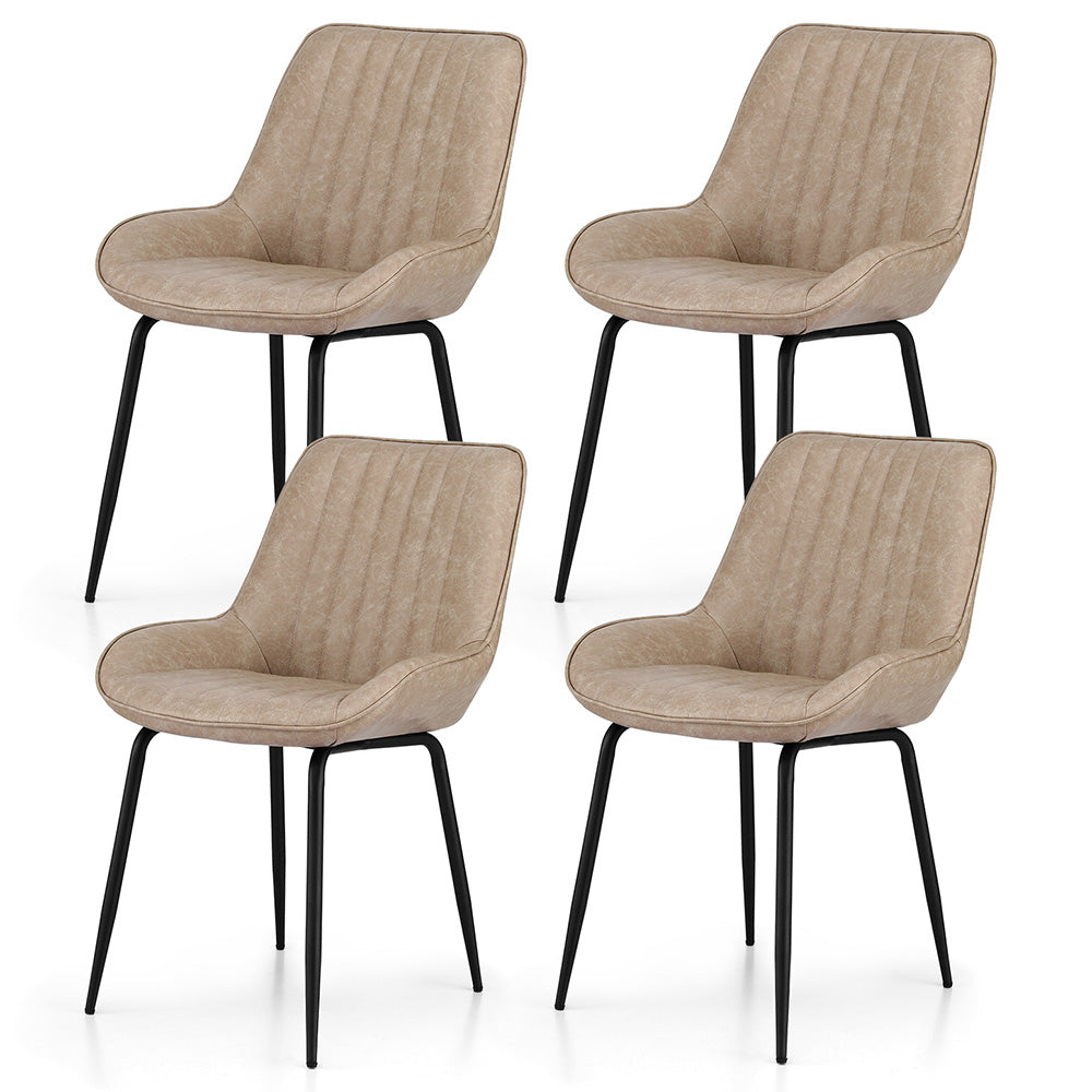 4x Dining Chairs Retro PU Leather Kitchen Lounge Cafe Accent Chair Khaki