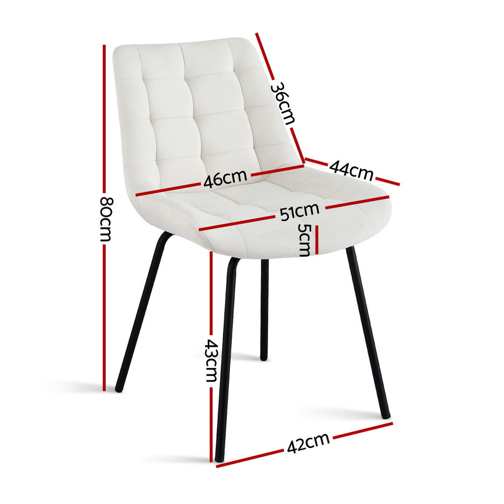 Set of 2 Evora Velvet Tufted Dining Chairs – Beige