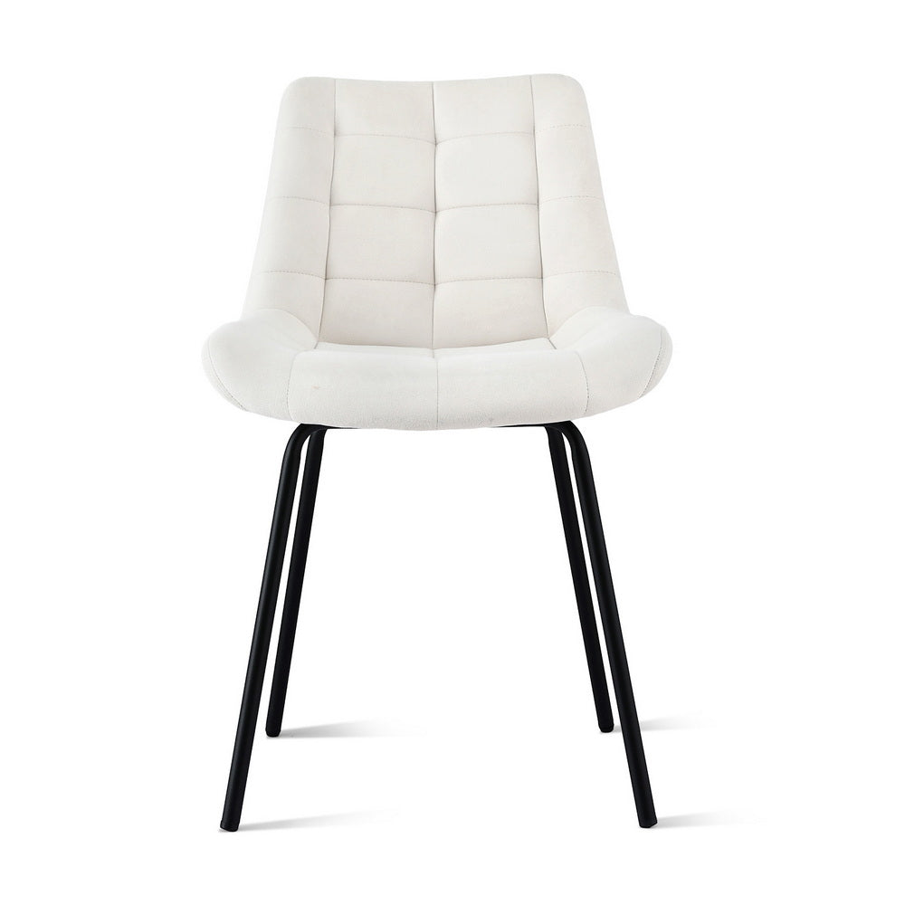 Set of 2 Evora Velvet Tufted Dining Chairs – Beige