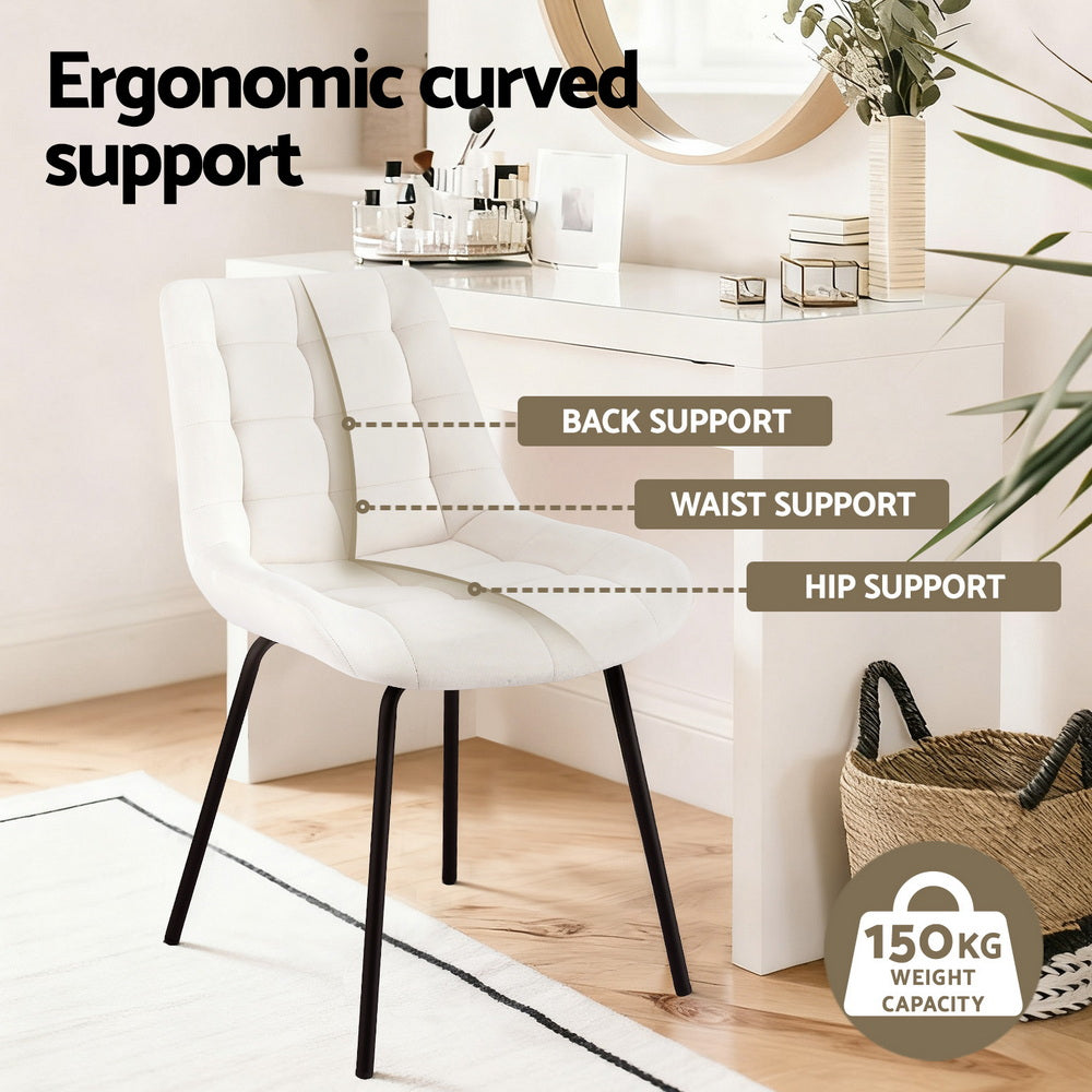 Set of 2 Evora Velvet Tufted Dining Chairs – Beige