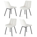 Set of 4 Evora Velvet Tufted Dining Chairs ‚Äì Beige