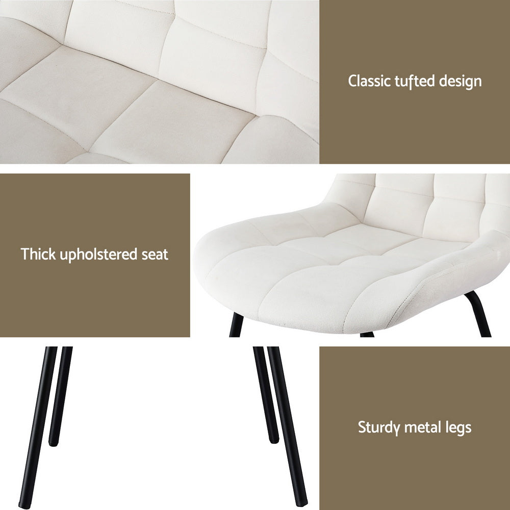 Set of 4 Evora Velvet Tufted Dining Chairs – Beige