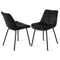 Set of 2 Evora Velvet Tufted Dining Chairs – Black