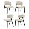 Dining Chairs Set of 4 Linen Fabric Soft Upholstered Chairs Beige