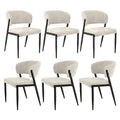 Dining Chairs Set of 6 Linen Fabric Soft Upholstered Chairs Beige