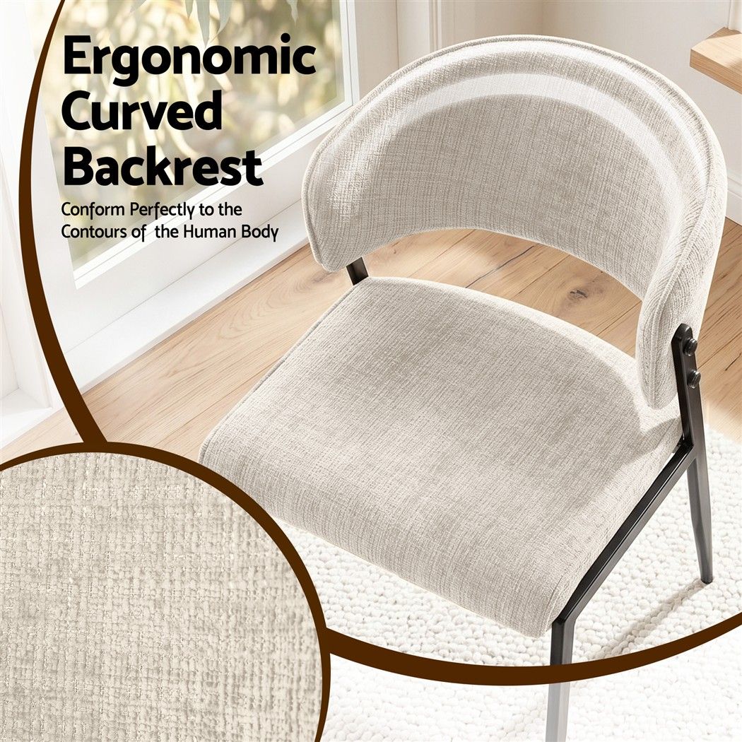 Dining Chairs Set of 6 Linen Fabric Soft Upholstered Chairs Beige