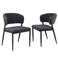 Dining Chairs Set of 2 Linen Fabric Soft Upholstered Chairs Charcoal
