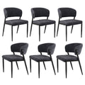 Dining Chairs Set of 6 Linen Fabric Soft Upholstered Chairs Charcoal