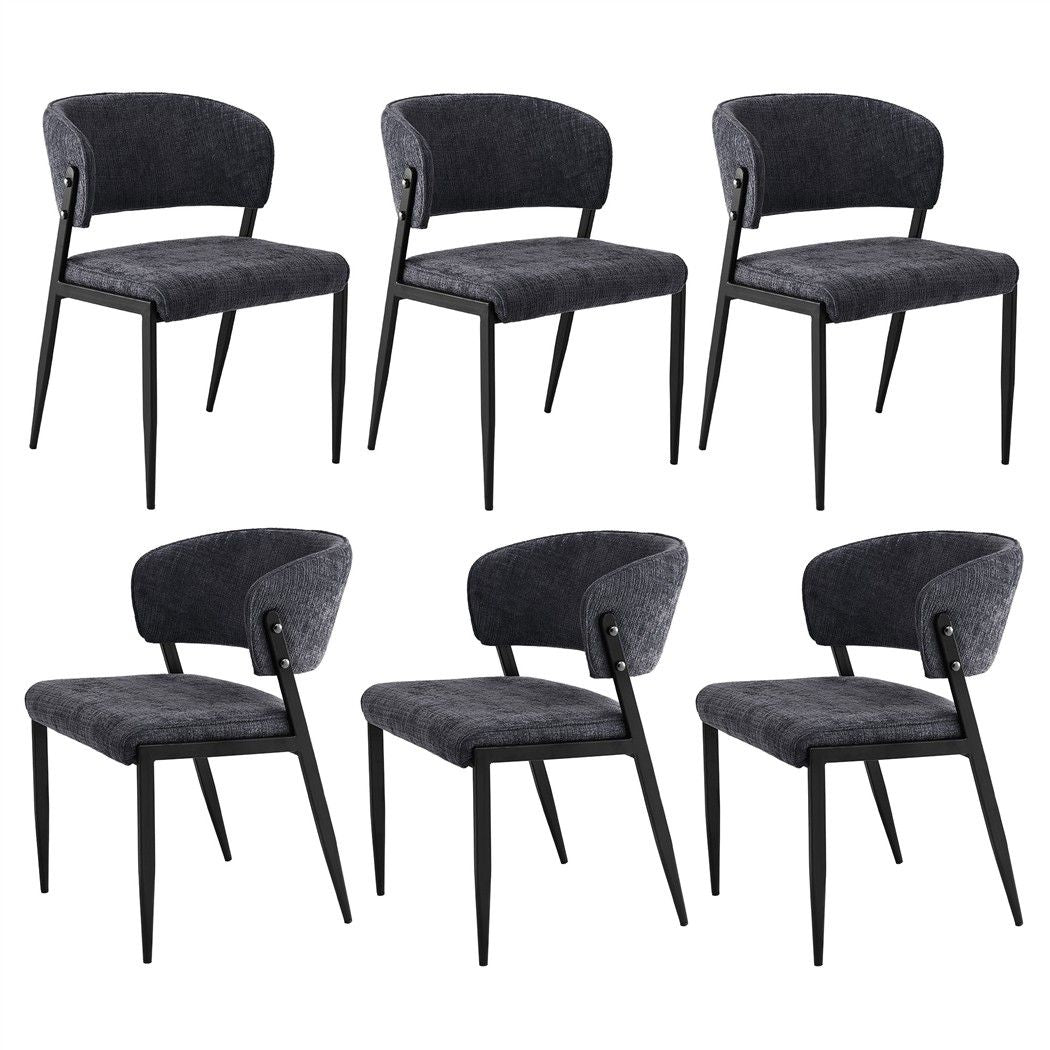 Dining Chairs Set of 6 Linen Fabric Soft Upholstered Chairs Charcoal