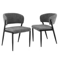 Dining Chairs Set of 2 Linen Fabric Soft Upholstered Chairs Grey