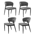Dining Chairs Set of 4 Linen Fabric Soft Upholstered Chairs Grey