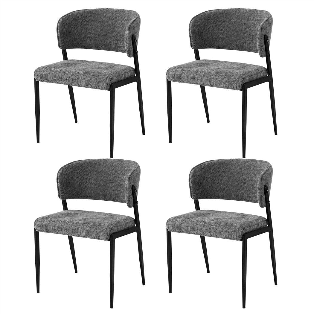Dining Chairs Set of 4 Linen Fabric Soft Upholstered Chairs Grey