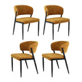 Dining Chairs Set of 4 Linen Fabric Soft Upholstered Chairs Mustard
