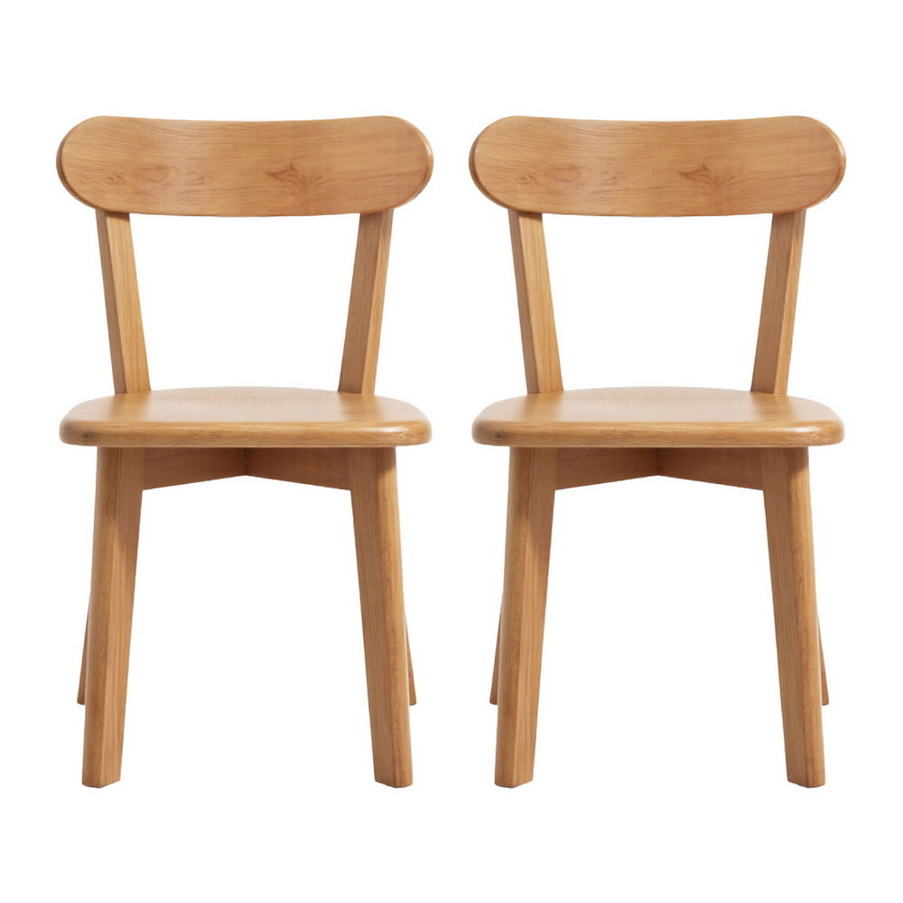 2x Dining Chairs Wooden Kitchen Accent Chair Cafe Lounge Rubber Wood