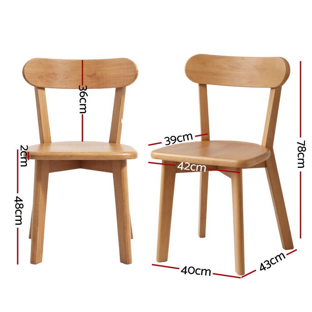 2x Dining Chairs Wooden Kitchen Accent Chair Cafe Lounge Rubber Wood