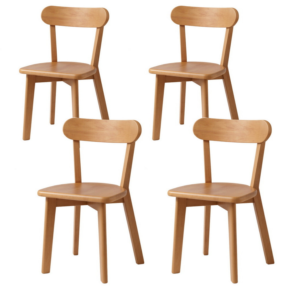 Set of 4 Dining Chairs Wooden Kitchen Accent Chair Cafe Lounge Rubber Wood