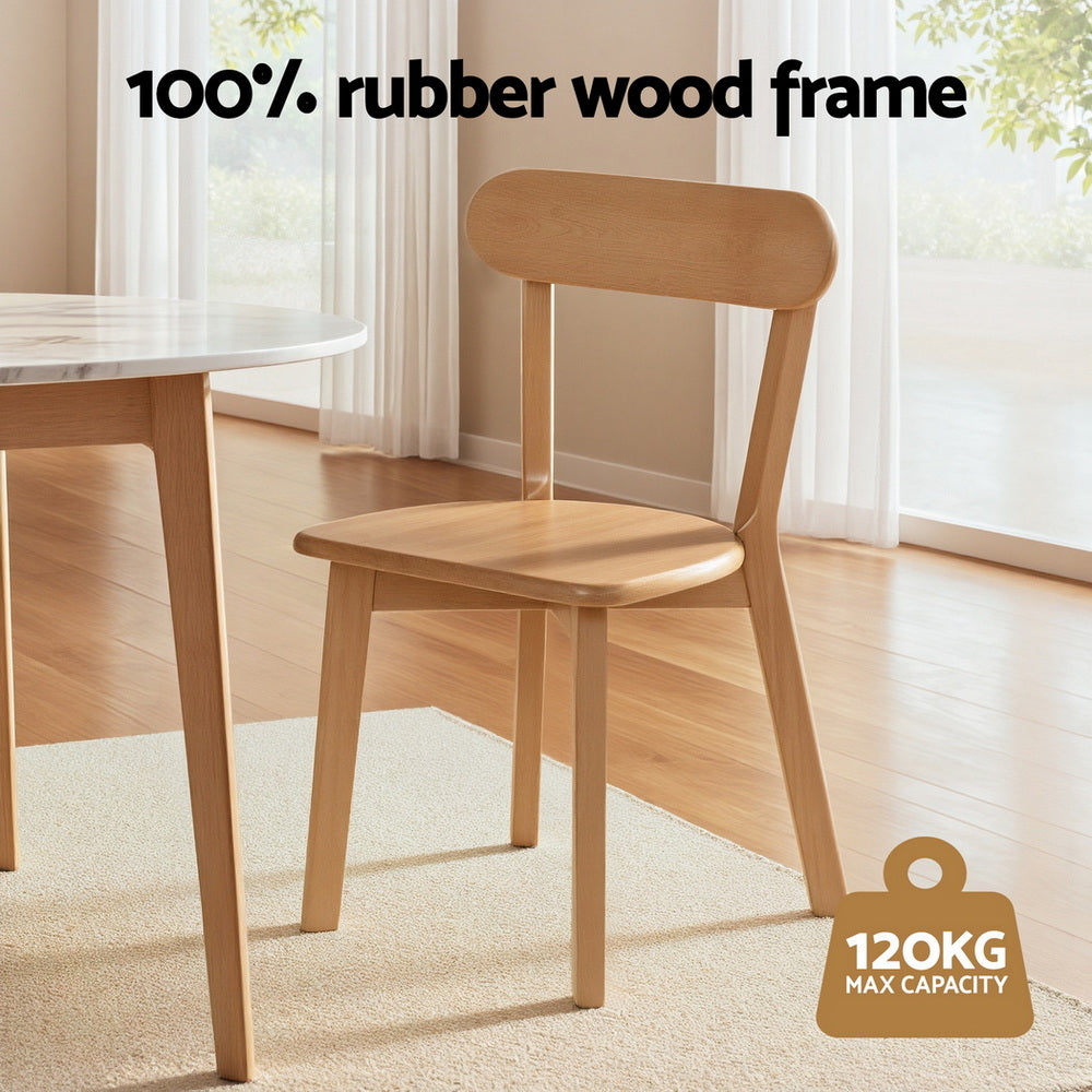 Set of 4 Dining Chairs Wooden Kitchen Accent Chair Cafe Lounge Rubber Wood