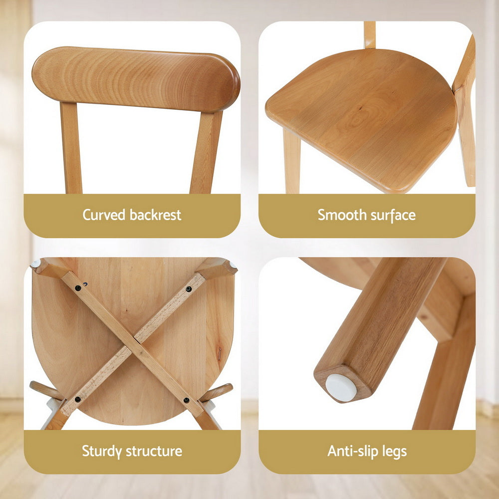 Set of 4 Dining Chairs Wooden Kitchen Accent Chair Cafe Lounge Rubber Wood