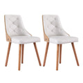 Set of 2 Dining Chairs White PU