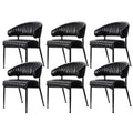 Dining Chairs Set of 6 Leather Hollow Armchair Black