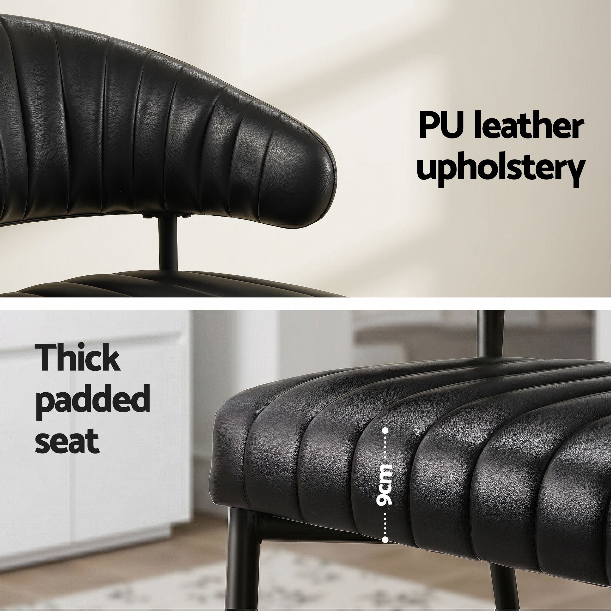Dining Chairs Set of 6 Leather Hollow Armchair Black